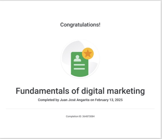 Certificado de Google en fundamentos de marketing digital