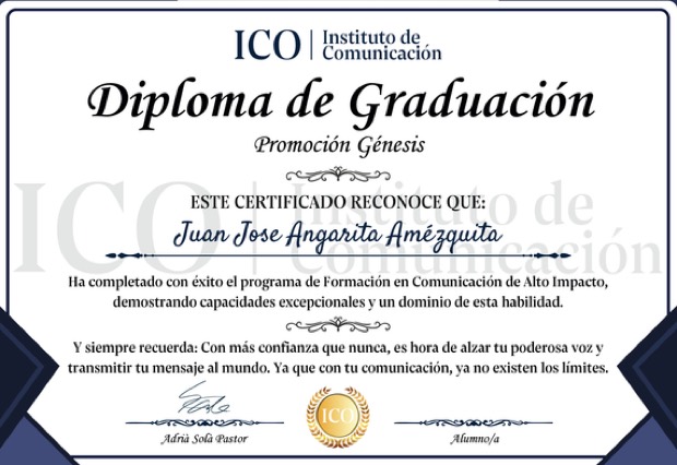 Diploma de graduación del Instituto de Comunicación, Promoción Génesis